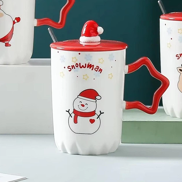 Новорічна чашка з кришкою і ложкою "Snowman", 360мл, Сніговик - зображення 6