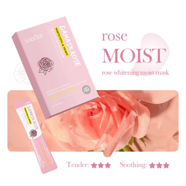 Маска пленка с розой и гиалуроновой кислотой Sadoer Damask Rose whitening and moist Mask 1*6г - изображение 3