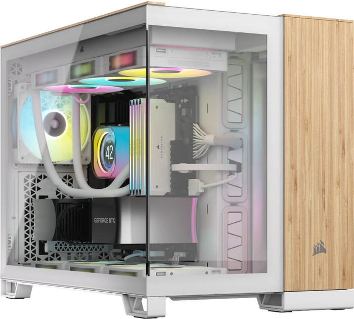 Корпус Corsair 2500X Micro ATX White/Bamboo Wood (CC-9011288-WW) - зображення 5