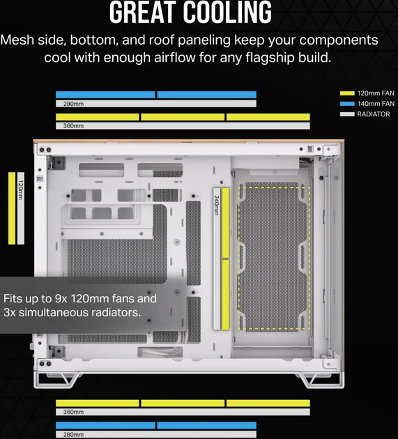 Корпус Corsair 2500X Micro ATX White/Bamboo Wood (CC-9011288-WW) - зображення 6