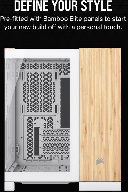 Корпус Corsair 2500X Micro ATX White/Bamboo Wood (CC-9011288-WW) - зображення 10