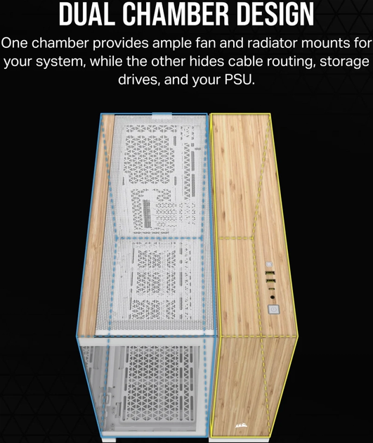 Корпус Corsair 2500X Micro ATX White/Bamboo Wood (CC-9011288-WW) - зображення 7