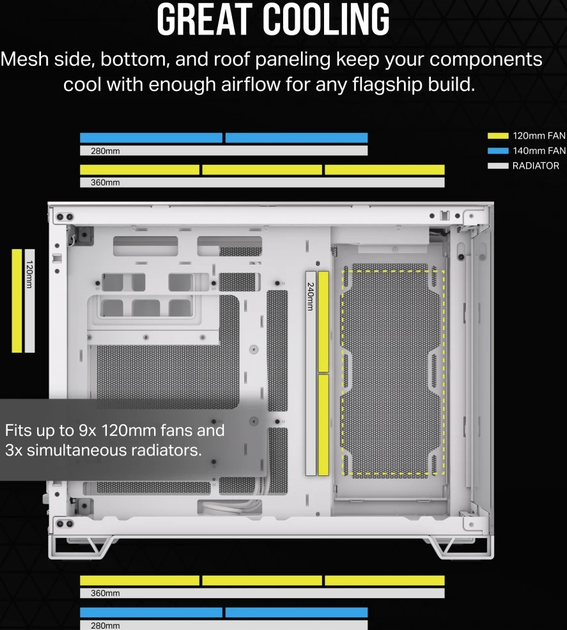 Корпус Corsair 2500X Micro ATX White/Satin Gray Aluminum (CC-9011289-WW) - зображення 6