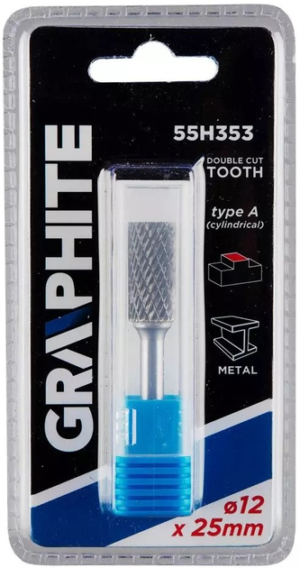 Frez do metalu Graphite HM 12 x 25 mm typ A 55H353 (5902062508973) - obraz 3