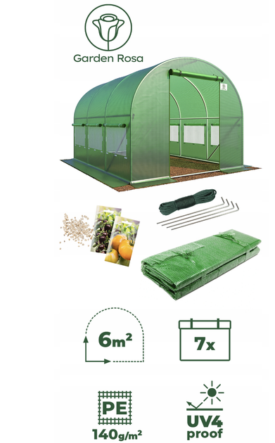 Теплица парник 6м2 Garden Rosa 300х200х200см Польша JDT-0845245 - Фото 3 Теплица парник 6м2 Garden Rosa 300х200х200см Польша JDT-0845245 - изображение 3