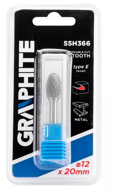 Фреза по металу Graphite HM 12 x 20 мм тип E 55H366 (5902062509109) - зображення 3
