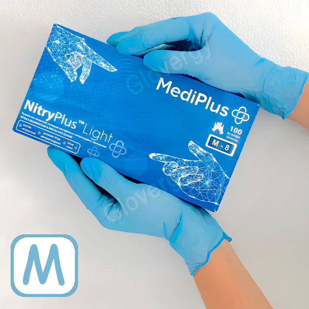 Перчатки нитриловые MediPlus NitryPlus Light размер M голубые 100 шт - изображение 1