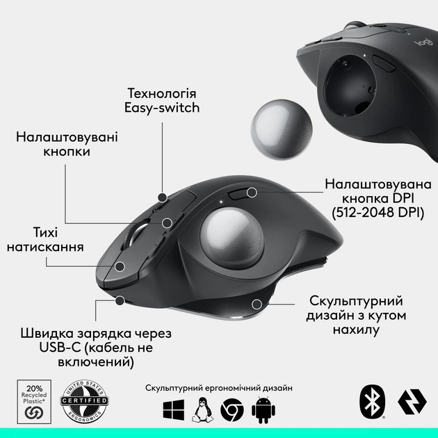 Мышь Logitech MX ERGO S Wireless Graphite (910-007260) – фото
