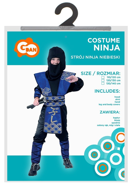 Strój karnawałowy Godan Niebieski Ninja 120-130 cm (5901238643999) - obraz 1