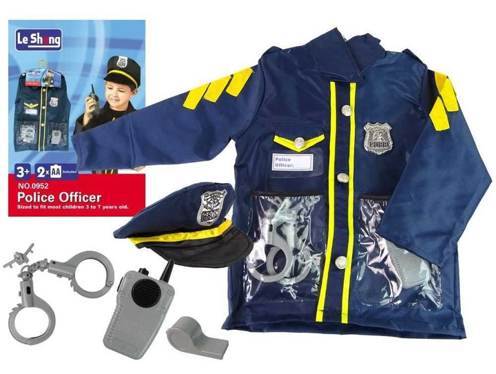 Strój karnawałowy Leantoys Police Officer Jeden rozmiar (5904665997529) - obraz 1