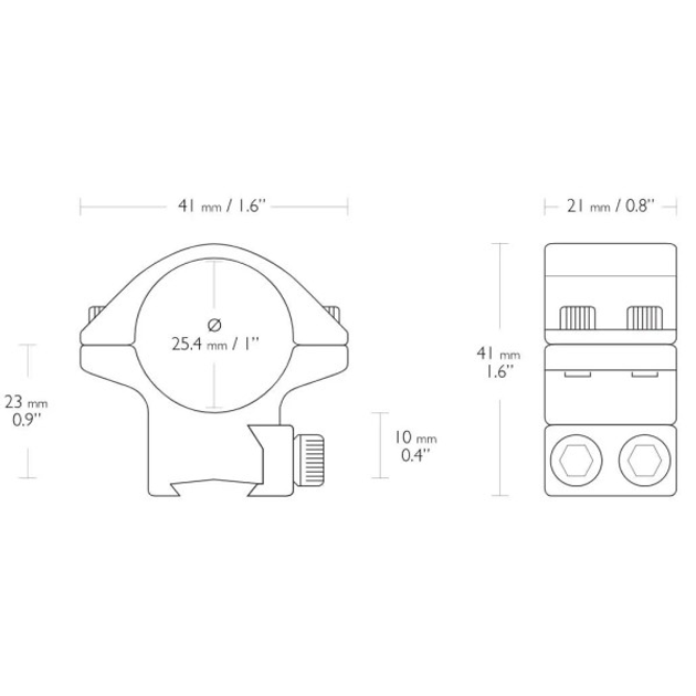 Кільця Hawke Match Mount. d – 25.4 мм. Low. "Ластівчин хвіст" - зображення 2