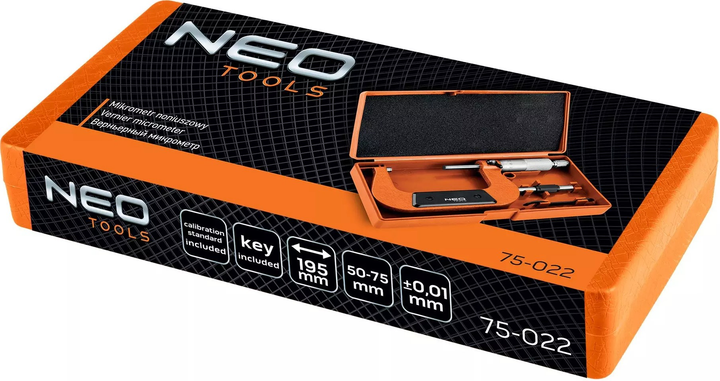 Мікрометр NEO Tools 50 - 75 мм 75-022 (5907558491562) - зображення 6