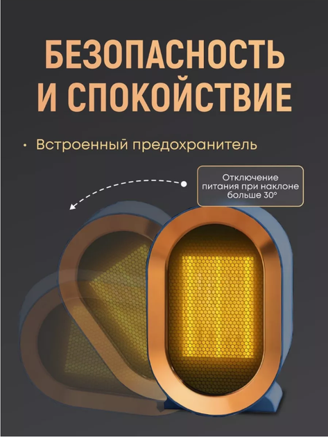 Электрический обогреватель тепловентилятор ELECTRIC HEARTER FAN темно-синий, электрический - Фото 3 Электрический обогреватель тепловентилятор ELECTRIC HEARTER FAN темно-синий, электрический - изображение 3
