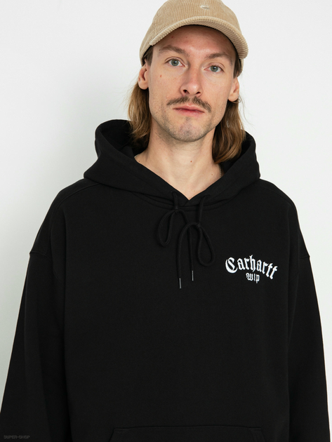 Худі оверсайз чоловіче Carhartt WIP Hooded Onyx Script Sweat "Black" I032865-0D2XX L Чорне (4064958855927) - зображення 3
