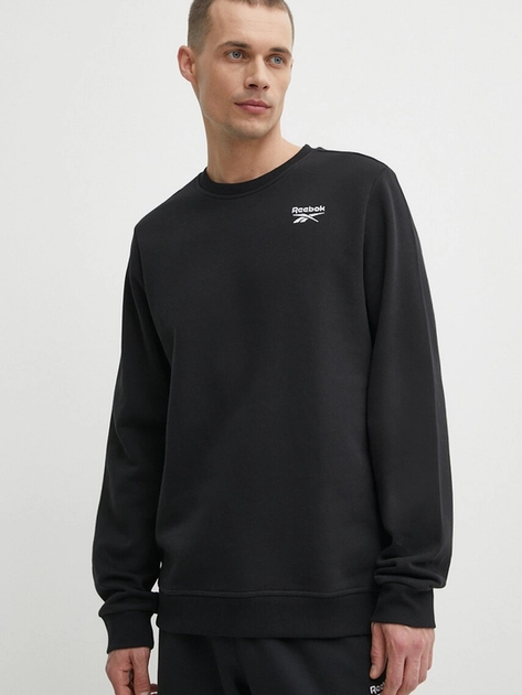 Світшот на флісі утеплений чоловічий Reebok Identity Small Logo Fleece Crew 100202864 S Чорний (1200143505298) - зображення 1