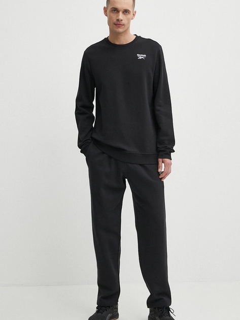 Bluza bez kaptura męska polarowa Reebok Identity Small Logo Fleece Crew 100202864 L Czarna (1200143505311) - obraz 3