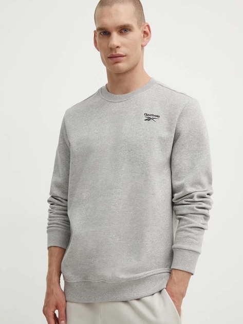 Світшот на флісі утеплений чоловічий Reebok Identity Small Logo Fleece Crew 100202866 L Сірий (1200143505434) - зображення 1