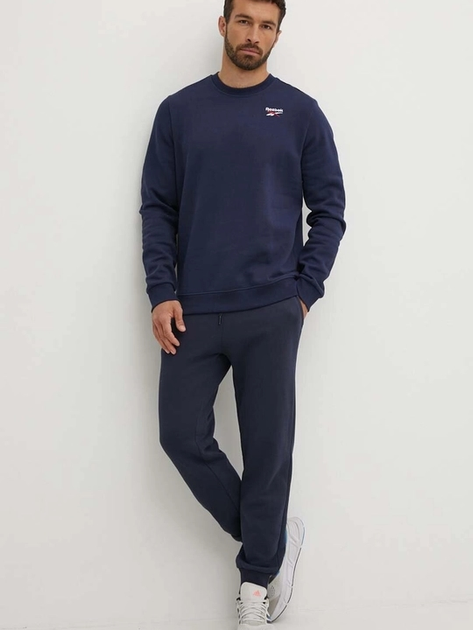 Bluza bez kaptura męska polarowa Reebok Identity Small Logo Fleece Crew 100202867 XL Granatowa (1200143505502) - obraz 3