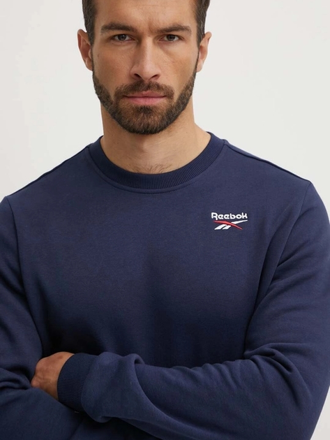Світшот на флісі утеплений чоловічий Reebok Identity Small Logo Fleece Crew 100202867 L Темно-синій (1200143505496) - зображення 4
