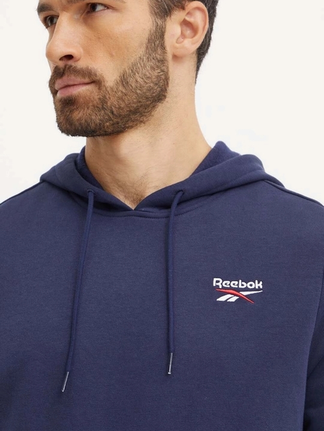Bluza z kapturem męska ocieplana Reebok Identity Small Logo Fleece Hoodie 100202877 2XL Granatowa (1200143505991) - obraz 4