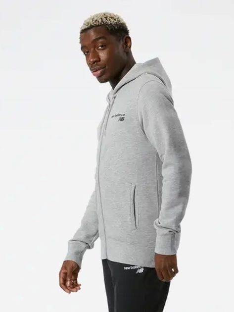 Толстовка на блискавці з капюшоном чоловіча New Balance NBMJ03907AG M Сіра (194389372602) - зображення 3
