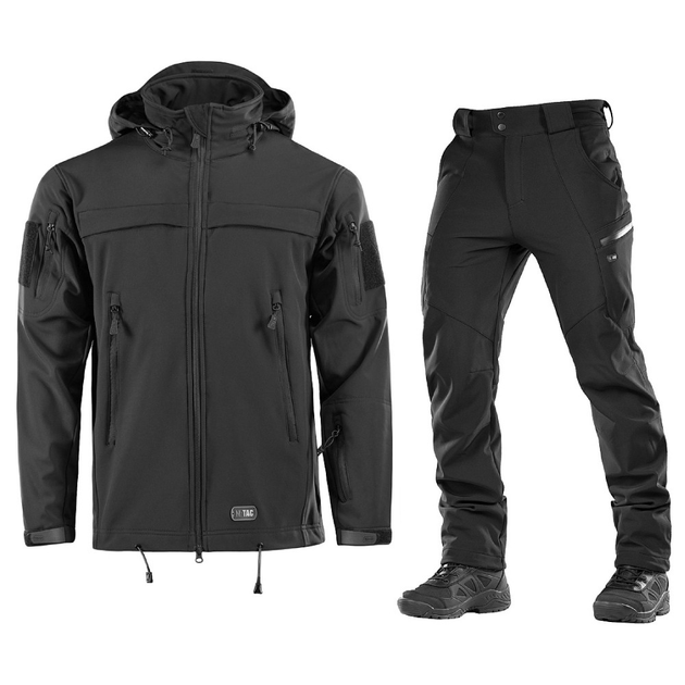 Костюм на флисе M-Tac SoftShell Куртка и Брюки Police Black размер 2XL - изображение 1