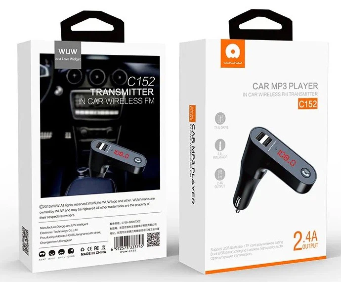 FM-трансмиттер WUW C152 2.4А Black (6972573333936) - изображение 2