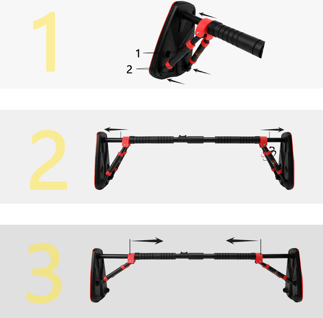 Турнік розсувний Cornix Elite+ 100-140 см Black/Red (XR-0295) - зображення 6