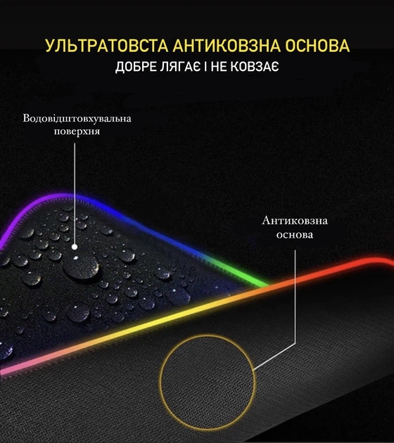 Геймерський килимок для мишки з RGB-підсвічуванням Niye на 360 ° ROG GM 800x300x4mm (F - A9 - 02) - зображення 3