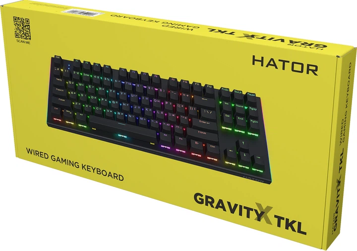 Клавіатура дротова Hator Gravity X TKL Orange USB Black (HTK550UA