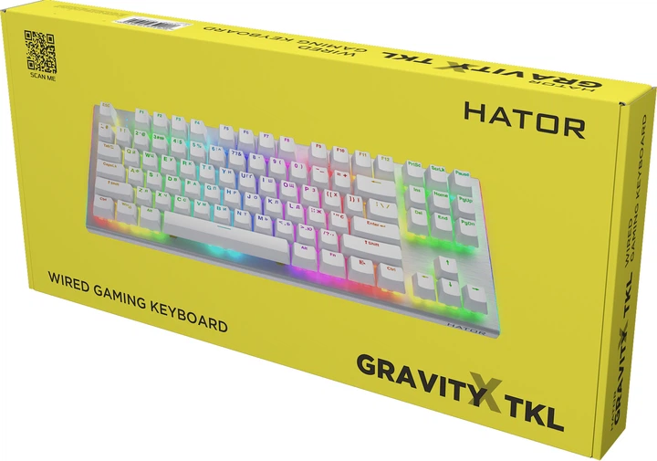Клавіатура дротова Hator Gravity X TKL Orange USB White (HTK551UA