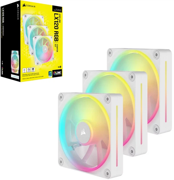 Набір вентиляторів Corsair iCUE LINK LX120 RGB Triple Pack White (CO-9051030-WW) - зображення 6
