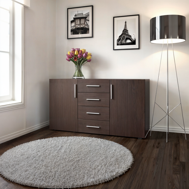 Комод с дверцами Tobi Sho Keelin ST-0004 на 4 ящика для гостиной, 1500х820х520 мм Венге - Фото 2 Комод с дверцами Tobi Sho Keelin ST-0004 на 4 ящика для гостиной, 1500х820х520 мм Венге - изображение 2