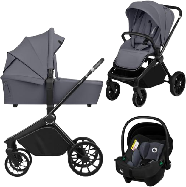 Универсальная коляска 3 в 1 Lionelo Mika Plus Grey Stone (LO-MIKA PLUS 3IN1 GREY STONE) - изображение 1