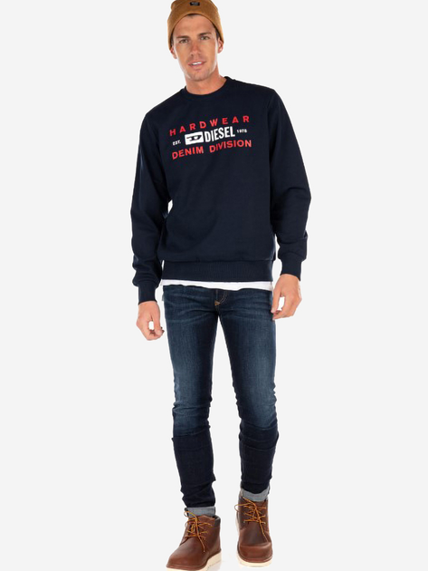 Bluza bez kaptura męska Diesel S-GIRK-K10 A00320RHATY86V S (3US) Niebieska (8059038537899) - obraz 3
