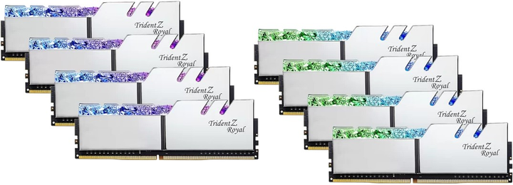 Pamięć RAM G.Skill DDR4-3600 131072MB PC4-28800 (Kit of 8x16384) Trident Z Royal RGB Silver (F4-3600C14Q2-128GTRSA) - obraz 1