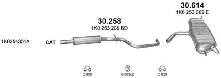 Резонатор Volkswagen Golf V 1.4i 16V; 1.4 FSi; Golf V Plus 1.4 16V; 1.4 FSI Polmostrow (30.258) (853258) - изображение 2