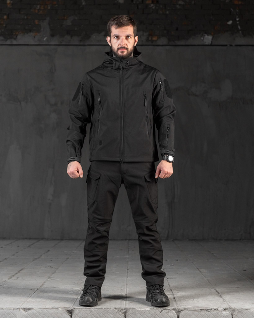 Тактический демисезонный костюм SoftShell 2XL черный (50182) - изображение 1