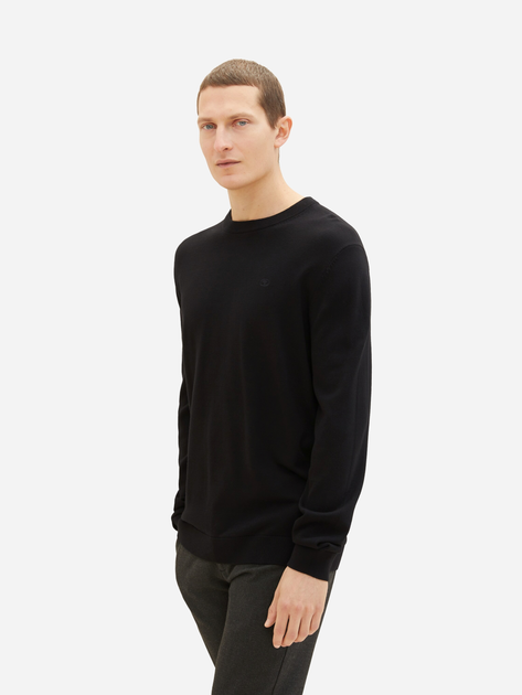 Sweter męski bawełniany Tom Tailor 1038426 L Czarny (4067261790305) - obraz 5