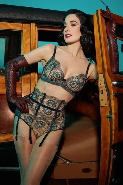 Бюстгальтер Dita von Teese 70D Синій/Зелений (59023navy_shady) - Фото 3 Бюстгальтер Dita von Teese 70D Синій/Зелений (59023navy_shady) - изображение 3
