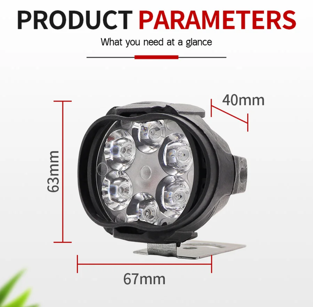 2 передні фари світлодіодних LED 6 SMD для мотоцикла білий - зображення 3