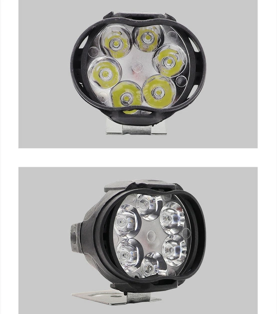 2 передні фари світлодіодних LED 6 SMD для мотоцикла білий - зображення 4
