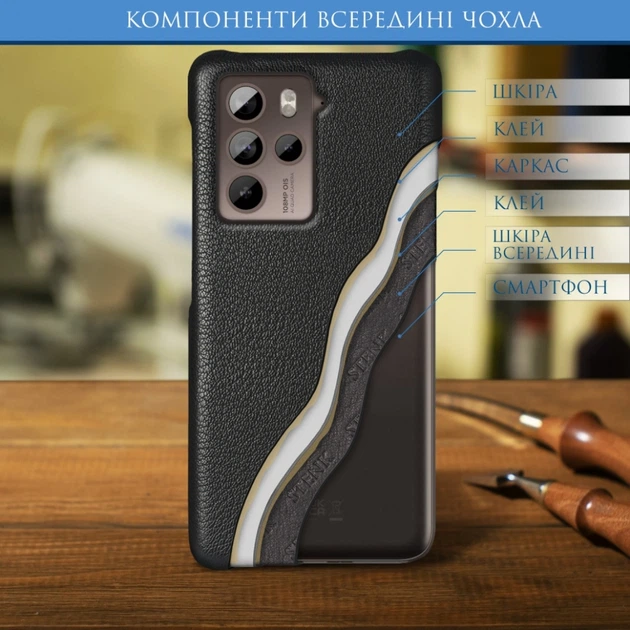 Кожаная накладка Stenk Cover для HTC U23 Pro Черный (77811) - изображение 4