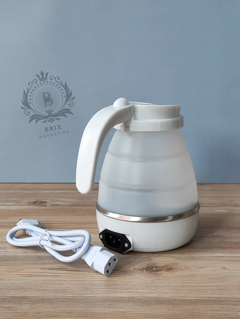 Дорожный чайник силиконовый складной дисковый Electric Kettle wdl-09b 220v 600w 600мл Белый - изображение 5