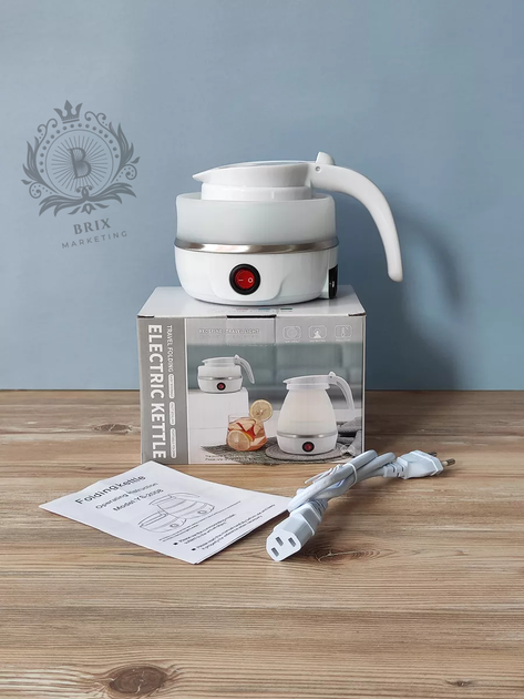 Дорожный чайник силиконовый складной дисковый Electric Kettle wdl-09b 220v 600w 600мл Белый - изображение 8