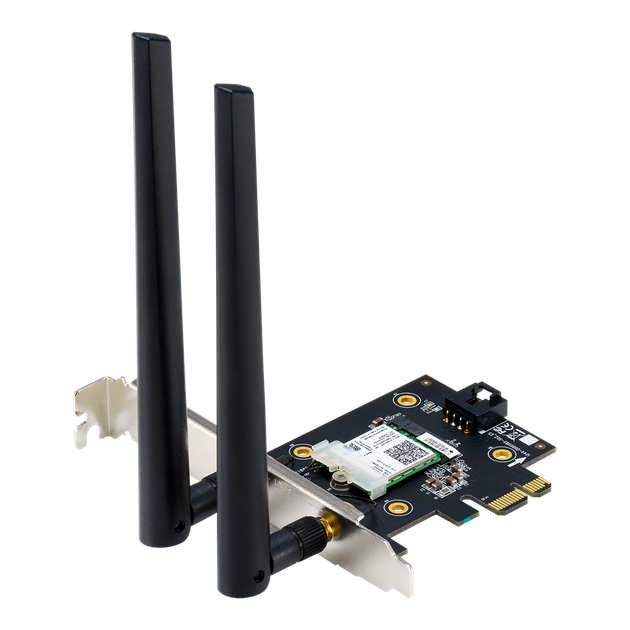 Wi-Fi + Bluetooth адаптер 2 в 1 - сетевая карта с 2 внешними антеннами ASUS PCE-AX1800 - Фото 1 Wi-Fi + Bluetooth адаптер 2 в 1 - сетевая карта с 2 внешними антеннами ASUS PCE-AX1800 - изображение 1