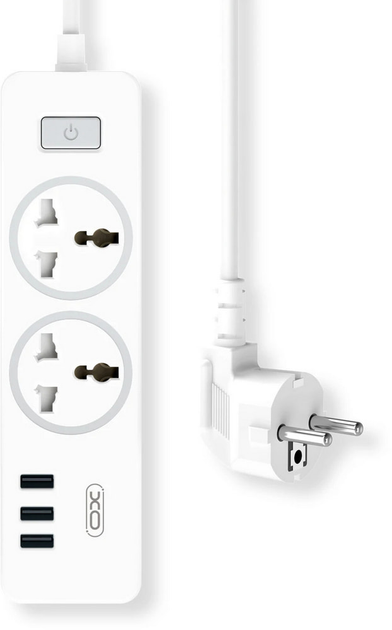 Удлинитель - фильтр сетевой XO WL04 3 порта USB + 2 розетки 10A белый - изображение 2