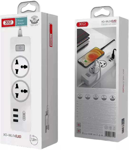 Удлинитель - фильтр сетевой XO WL04 3 порта USB + 2 розетки 10A белый - изображение 5