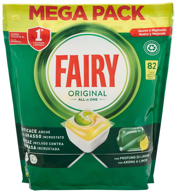 Капсули для посудомийних машин Fairy Original Allin1 Lemon 82 шт (8006540763612) - зображення 1