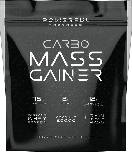 Гейнер для набора массы Powerful Progress Carbo Mass Gainer 2 кг Кокос (4820241840809) - Фото 1 Гейнер для набора массы Powerful Progress Carbo Mass Gainer 2 кг Кокос (4820241840809) - изображение 1